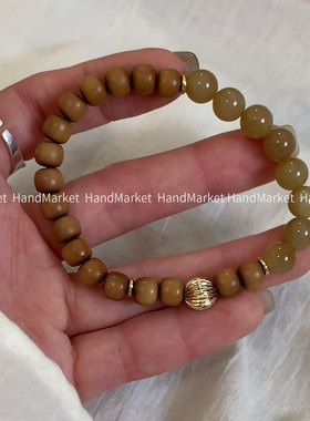 925银手链 JIUJIU【糖水铺】气质百搭复古法式小众简约棕色素圈