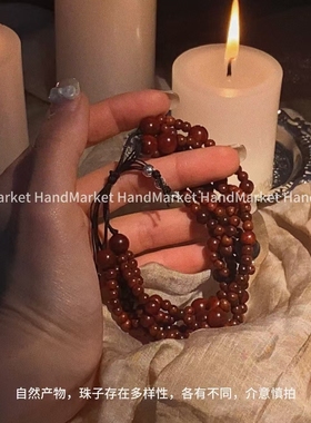 925银手链 【多层木质抽拉设计手串】复古手工简约中古感宫廷手串