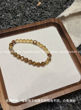 925银手链 JIUJIU【光环手串】百搭手工设计感时尚撞色金色手串