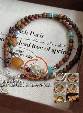 吊坠925银 JIUJIU【雅丹】气质时尚百搭个性设计感彩色天然石项链