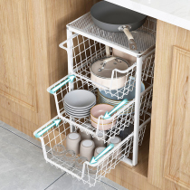 Kitchen Pull Basket Overall Cupboard Bowl Basket Drawer IRON ART SEASONED BOWL CUPBOARDS DRAW SLIDE RAIL TRIPLE BUILT WITH ZERO FOOD BASKET