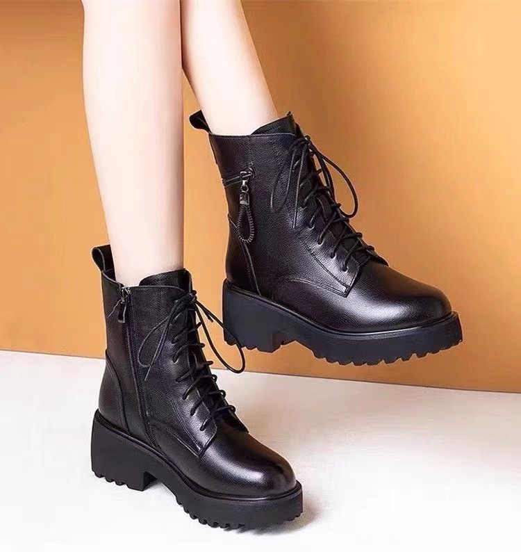 品牌真皮马丁靴女款2025年新款冬季加绒厚底短靴女士靴子中跟棉鞋,淘宝优惠券,粉丝福利购,淘宝优惠卷