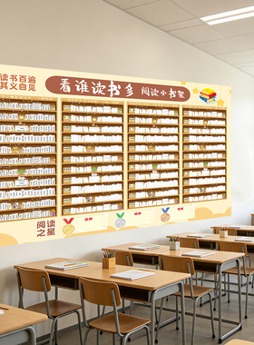 2026新阅读书架打卡积分表教室布置班级评比栏墙贴你追我赶红花榜
