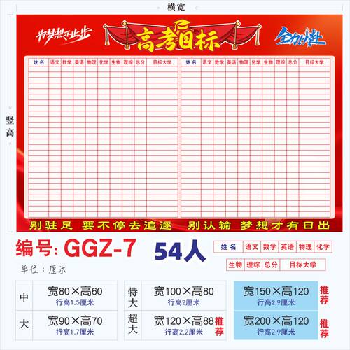 定制个人高中目标墙贴画高中大学梦高初中考学生自律表可擦写海报 - 图2