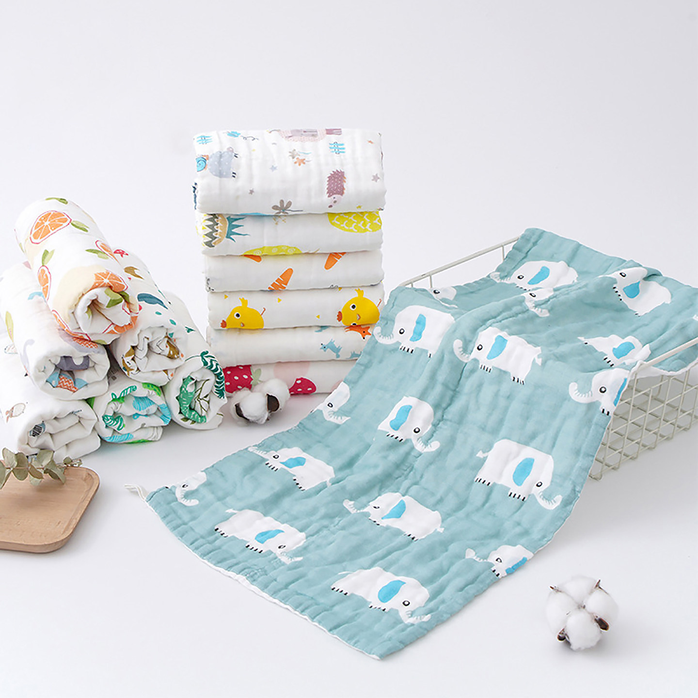 婴儿纱布毛巾纯棉长方形新生儿洗脸儿童宝宝洗澡纱巾小方巾超柔软