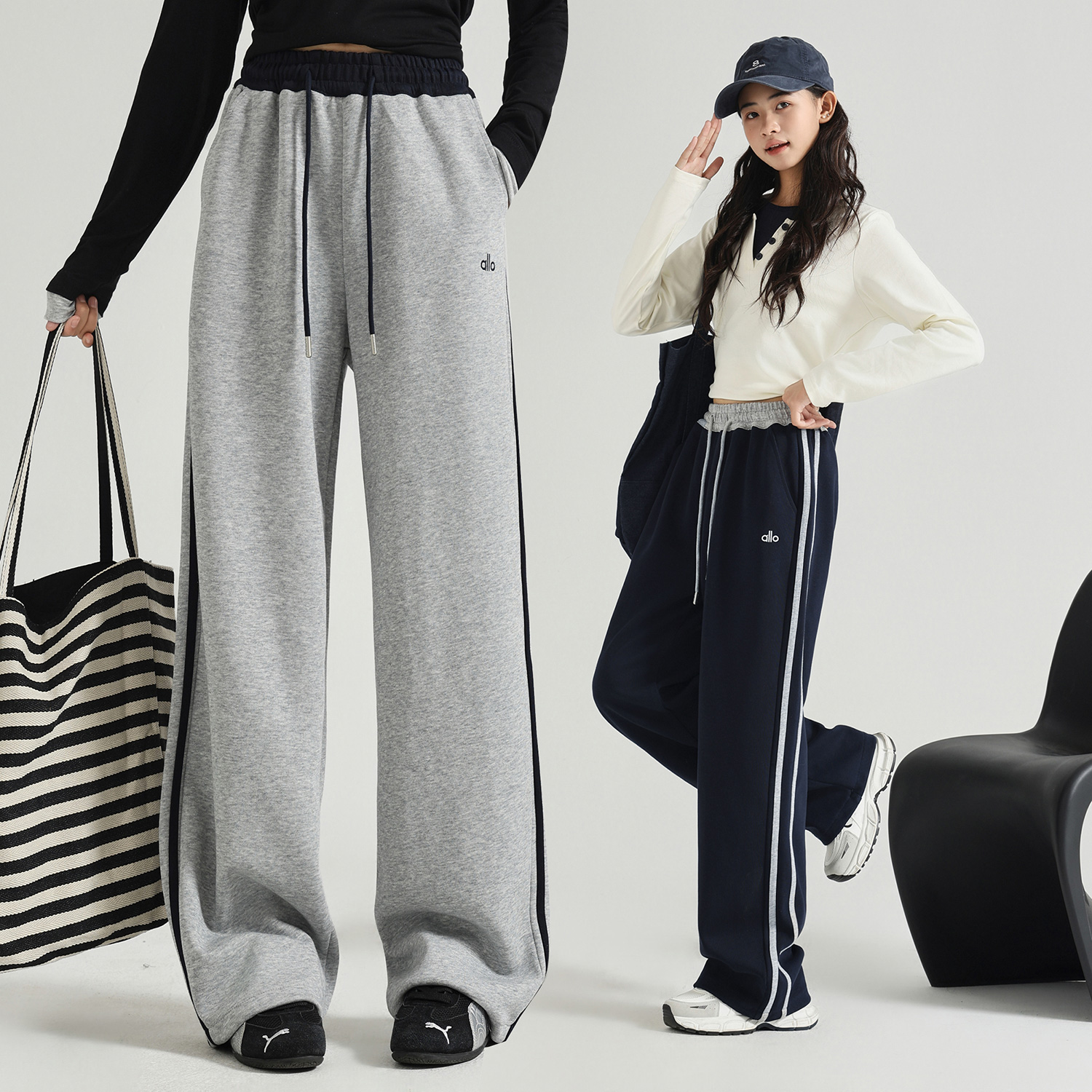 秋冬款女大童卫裤2025新款初中生宽松运动裤时尚直筒裤女童裤子潮 - 图3