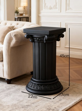 欧式爱奥尼亚柱黑石材装饰摆件