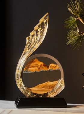 流沙画 画风生水起客厅摆件轻奢高档酒柜电视柜玄关家居饰品开 业