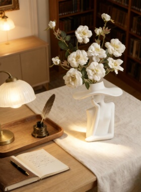 现代简约白色陶瓷花瓶摆件