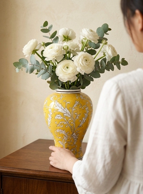 新中式陶瓷花瓶轻奢插花摆件