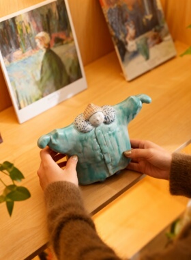 创意陶瓷天使翅膀桌面装饰摆件