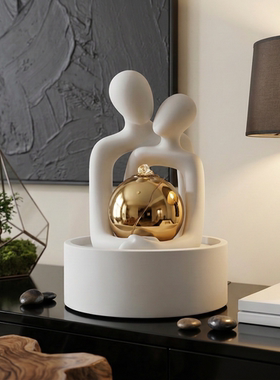 【相拥】艺术人物流水摆件