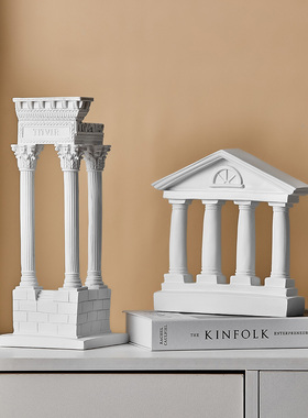 希腊神话建筑神庙罗马柱女神雕塑桌面客厅欧式复古树脂装饰品