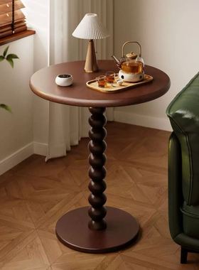 轻奢实木螺旋腿客厅沙发边几