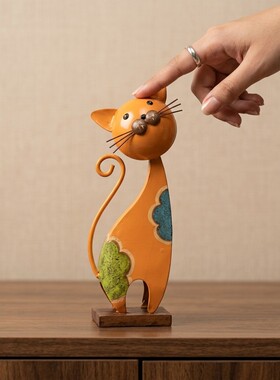创意美式复古铁艺猫咪摆件