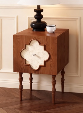 新中式木质几何造型床头柜摆件