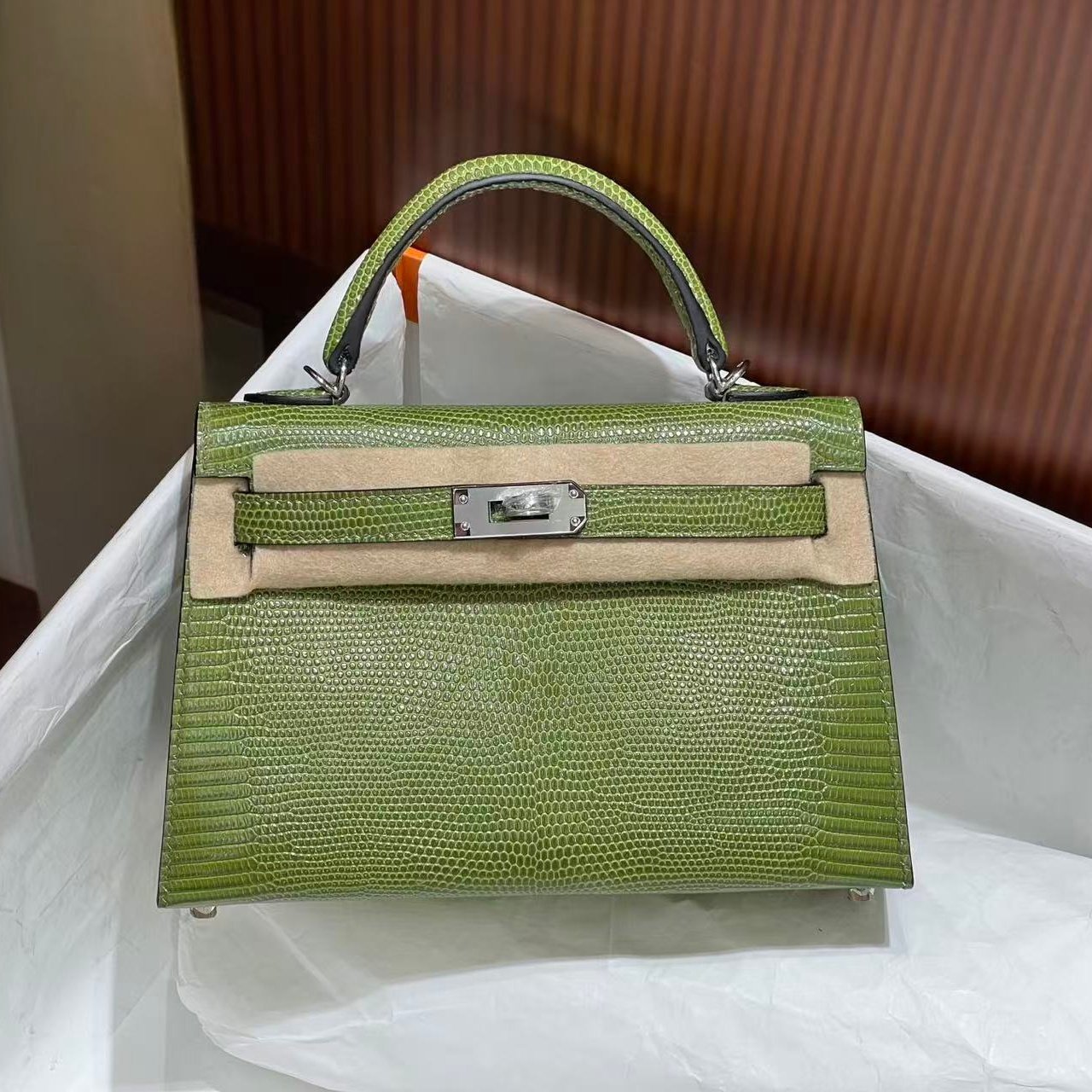 青绿色HCP进口蜥蜴皮迷你mini凯莉二代女士单肩斜挎小包纯手工,淘宝优惠券,粉丝福利购,淘宝优惠卷