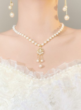 热卖国风步步生莲珍珠项链女轻奢高级小众设计气质优雅锁骨链