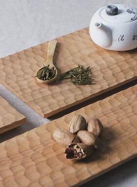 木质托盘长方形茶盘家用放茶杯黑胡桃手工实木商用果盘杯垫子