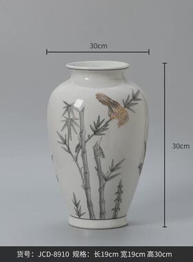 bestwest新中式复古青花瓷陶瓷花瓶摆件家居高级感花器装饰品