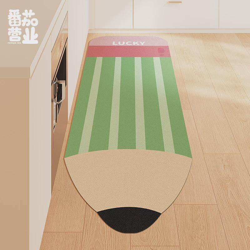 Cartoon water-absorbing and oil-absorbing non-slip leather floor mats for kitchen floor mats washable and wipeable carpet long door mats