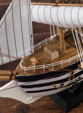 创意木制工艺帆船客厅壁橱摆饰乔迁升学地中海家居摆件商业礼品
