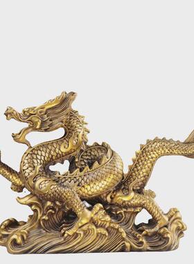 热销杨铜记十二生肖龙五爪金龙龙腾四海祥青龙戏珠铜龙摆件龙铜装