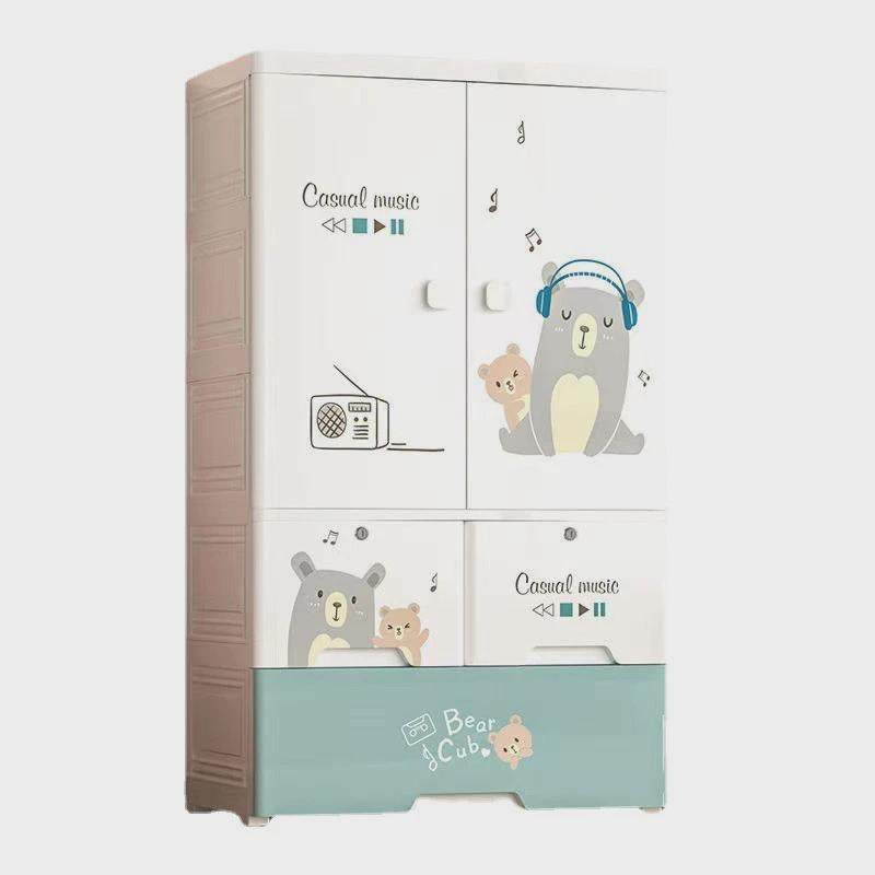 65面宽双开门收纳柜多层宝宝衣柜儿童玩具整理箱大号卡通储物箱子,淘宝优惠券,粉丝福利购,淘宝优惠卷
