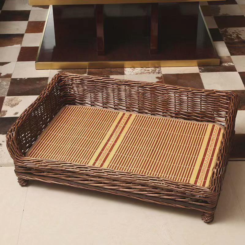 藤编狗窝夏季狗床四季通用大中产房可拆洗狗小型犬宠物窝离地防潮 - 图1