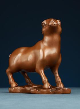 生肖紫铜羊摆件工艺品办公室客厅摆设家居装饰品