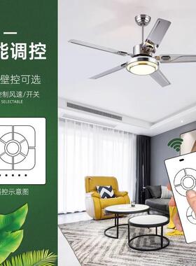 风扇灯吊扇灯不锈钢客厅展厅餐厅2025年新款用吸顶电扇吊灯一体