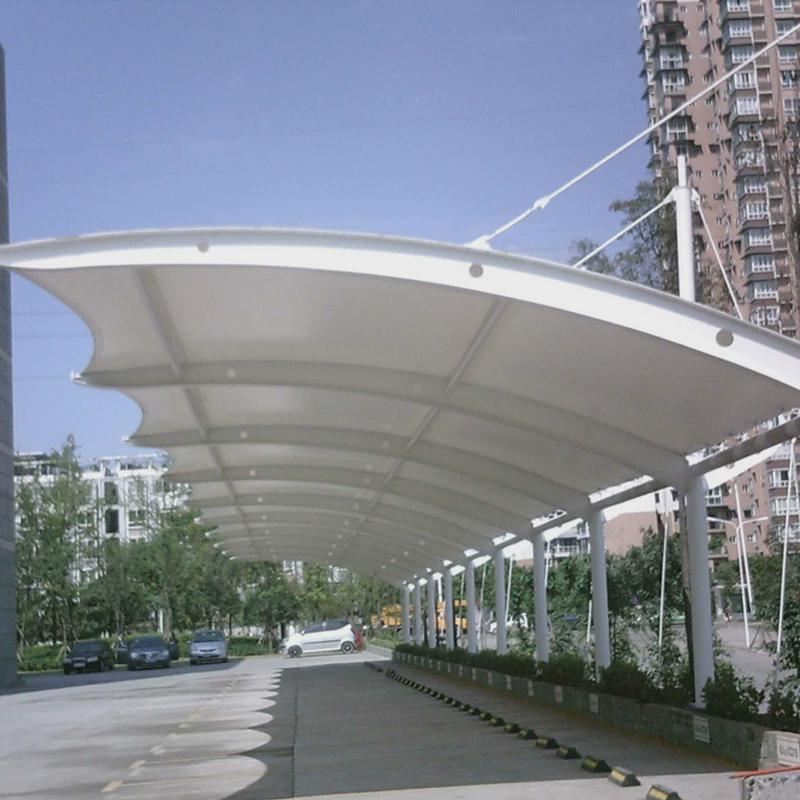 新能源充电桩车棚双向拉杆型膜结构停车蓬露天停车场汽车遮阳棚 - 图0