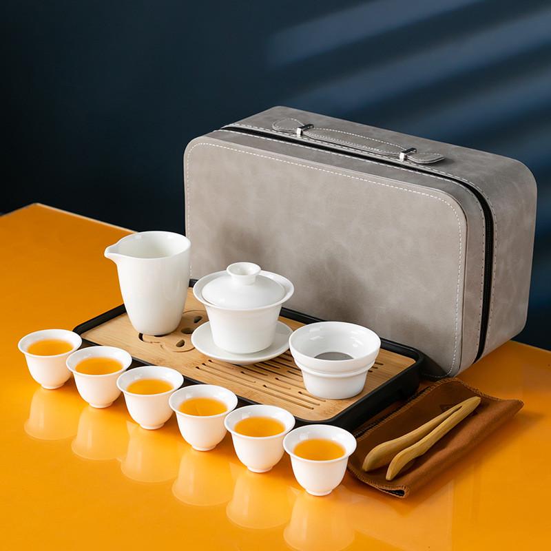 Qinglan Outdoor Travel Kung Fu Tea Set Portable Storage Bag with Kettle High-end Outdoor Camping Equipment