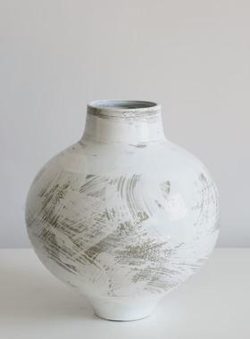 侘寂风复古粗陶花器禅意花瓶插干花老装饰手工陶罐陶瓷民宿陶泥摆