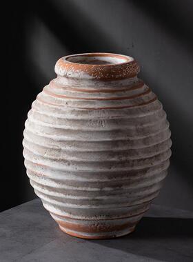 陶罐复古陶瓷花瓶客厅创意插花ins风装饰花器高级感小众花器摆件