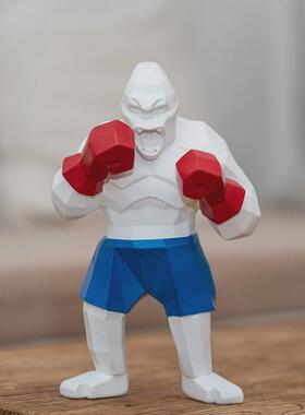 北欧金刚工艺品拳击树脂猩猩摆件家居客厅书房卧室玄关创意装饰品