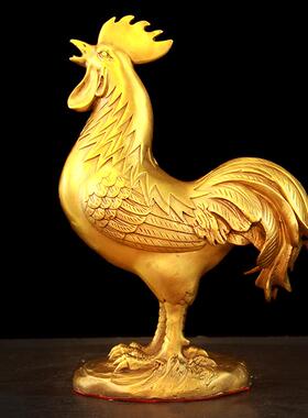 黄铜鸡摆件金鸡大公鸡生肖元宝雄鸡家居客厅工艺品桌面装饰纯金属