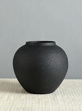 新中式粗陶花瓶陶瓷摆件客厅茶几摆设干花瓶子落地插花花器装饰品