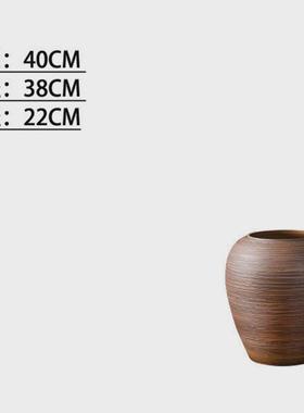 复古陶罐落地大花瓶户外摆件中式客厅酒店装饰品插花干花粗陶瓷瓶