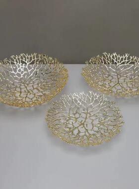 热销轻奢金属水果盘摆件家居茶几餐桌果篮样板房酒店装饰工艺品软