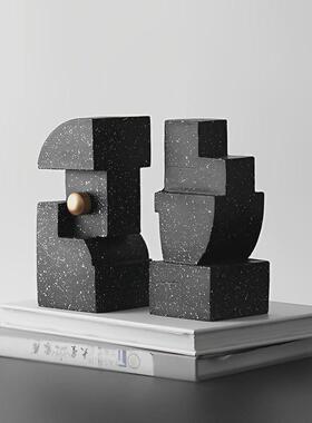 八度空间现代样板间售楼处书房书柜架子音响黑胶唱片组合饰品摆件