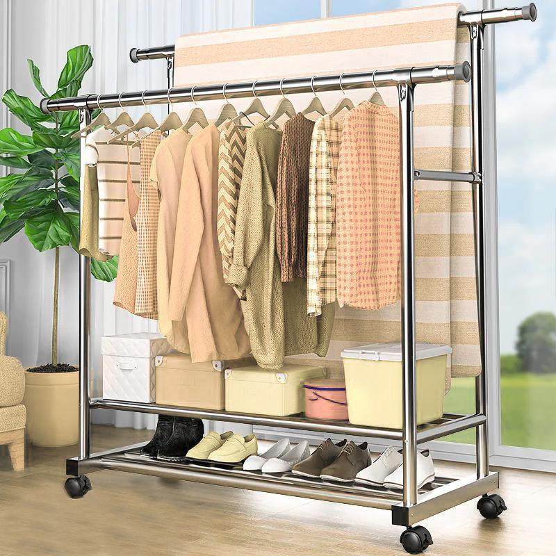 双杆晾衣架置地落地晒衣架室内外阳台简易可调挂晒被子折叠可伸缩,淘宝优惠券,粉丝福利购,淘宝优惠卷