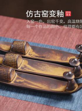 孤舟蓑笠翁藏香陶瓷香薰炉中式陶瓷香插卧香炉沉香檀香线香炉香插