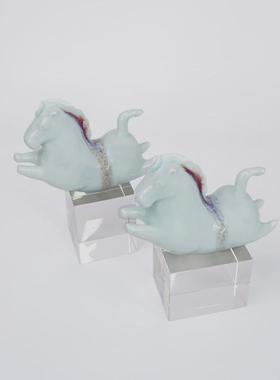 新中式陶瓷马摆件样板房书房书柜博古架家居壁柜办公室桌面装饰品