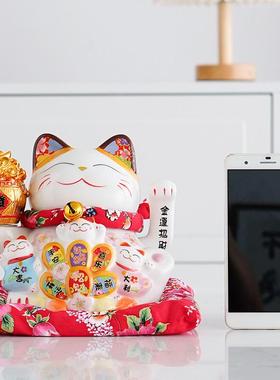 陶瓷摇手招财猫摆件开业大小号店铺收银台家居客厅礼品自动招手