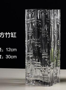 特大号落地富贵竹花瓶透明玻璃摆件水养水培直筒家用客厅插花