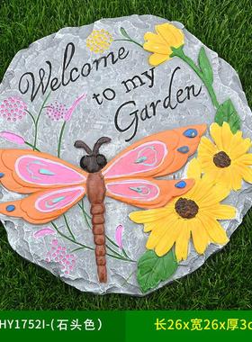 户外花园草坪脚踏石别墅庭院铺路石装饰园林美观垫脚板汀步石摆件