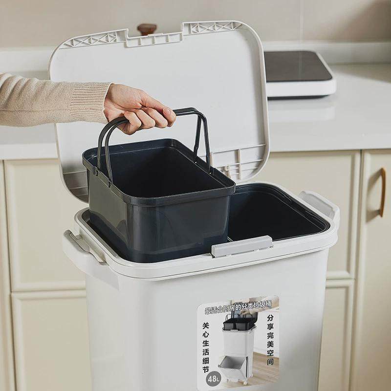 2024升级款家用厨房分类垃圾桶高颜值大容量三层按压带盖干湿分离,淘宝优惠券,粉丝福利购,淘宝优惠卷