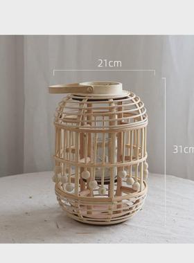 大型落地花瓶竹编灯笼布置蒲扇客厅店铺陈列路迎婚庆芦苇