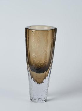 现代简约样板房琥珀色切割玻璃花瓶轻奢售楼部客厅茶几电视柜花器